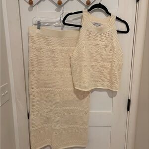 NWOT Set Haute Hippie Cream Knit Tank and Skirt